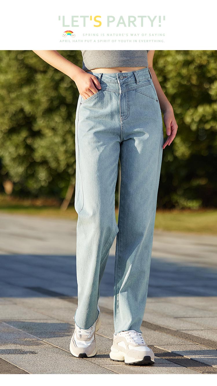 Semir Jeans Damskie Cool Valiant Wind Dragged Spodnie Retro 2024 Spring New Cover Meat Thin Raw Edge Proste spodnie rekreacyjne
