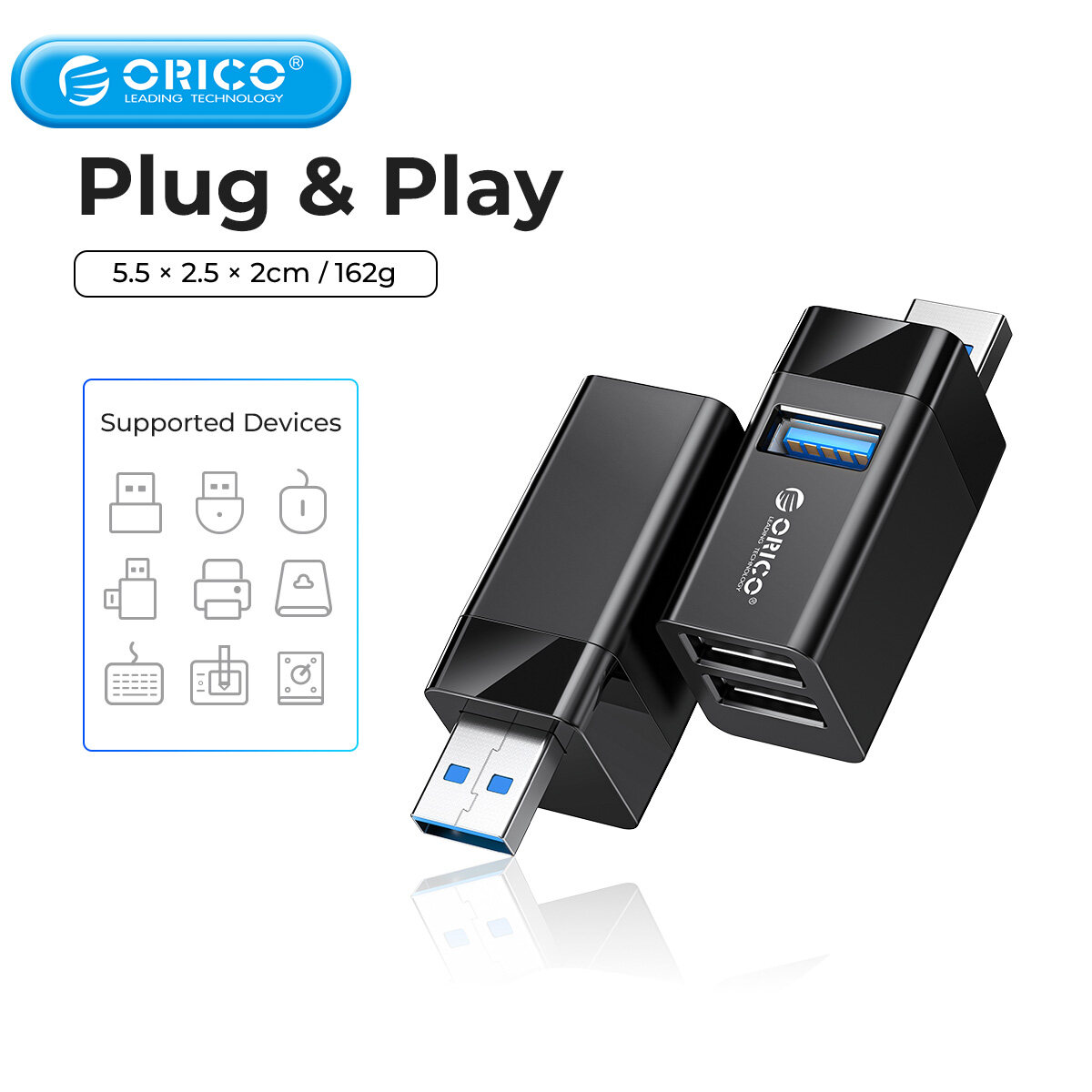 Hub ORICO USB Bộ Chia USB Bộ Chia Mini 3.0 2.0 USB 3 Cổng Mở Rộng Tốc Độ Cao Cho Máy Tính Để Bàn Máy Tính Xách Tay Ổ Đĩa Miễn Phí