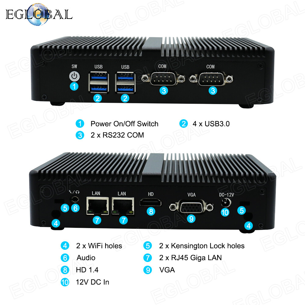 Eglobal desktop mini computer cheapest fan with Intel Core I3-4010Y 4GB/8GB DDR3 Max 1 TB ssd/ 2 lan/ 2 com/ windos10 /pxe/vga HDMI 1.4/WiFi + AC ราคา 8,343 บาท*ส่งฟรี