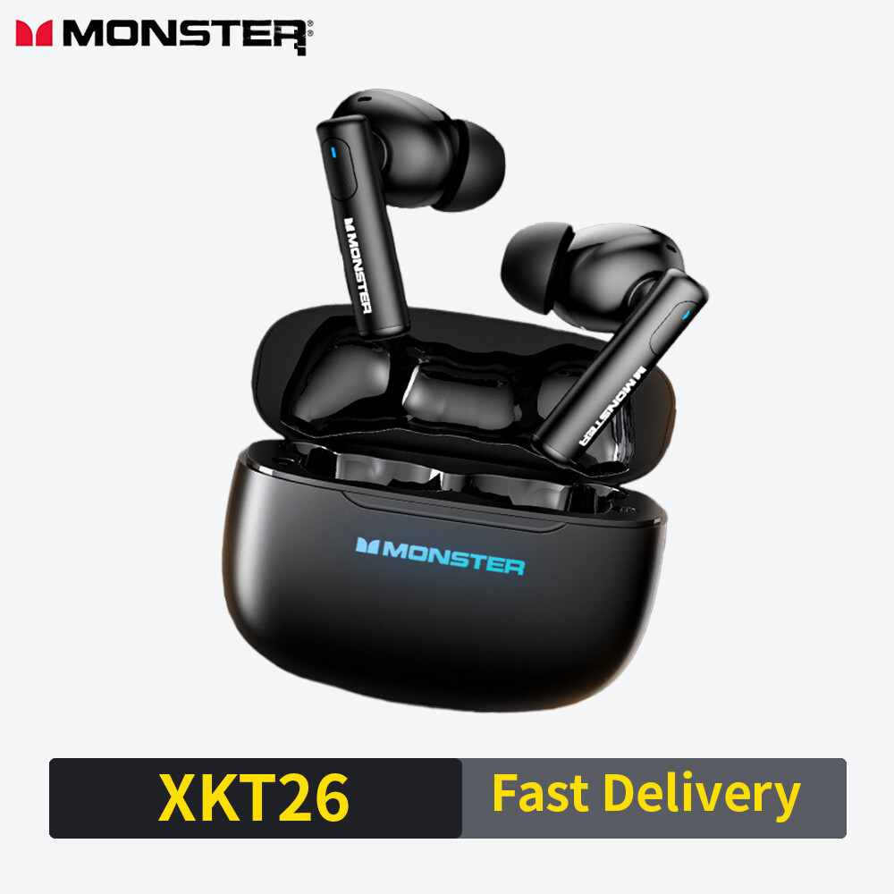 Monster Airmars XKT26 TWS Wireless Headphones Bluetooth Earphone ANC Active Noice Cancellation Bluetooth 5.4 Earphones ENC Call HIFI Stereo Super Bass Wireless Earbuds Sport Game Built-in Microphone ราคา 401 บาท*ส่งฟรี