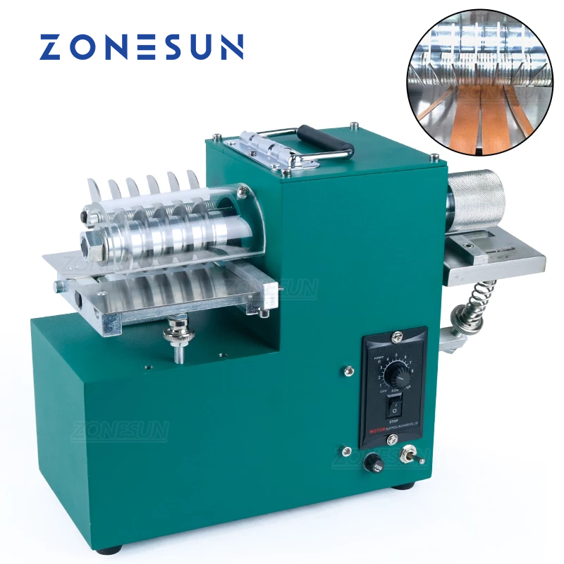 ZONESUN ZS-V04 Double Head Leather Strip Belt Strap Machine with Edge Folding Leather Laminating Machine Slicer Tailor ราคา 22,120 บาท*ส่งฟรี