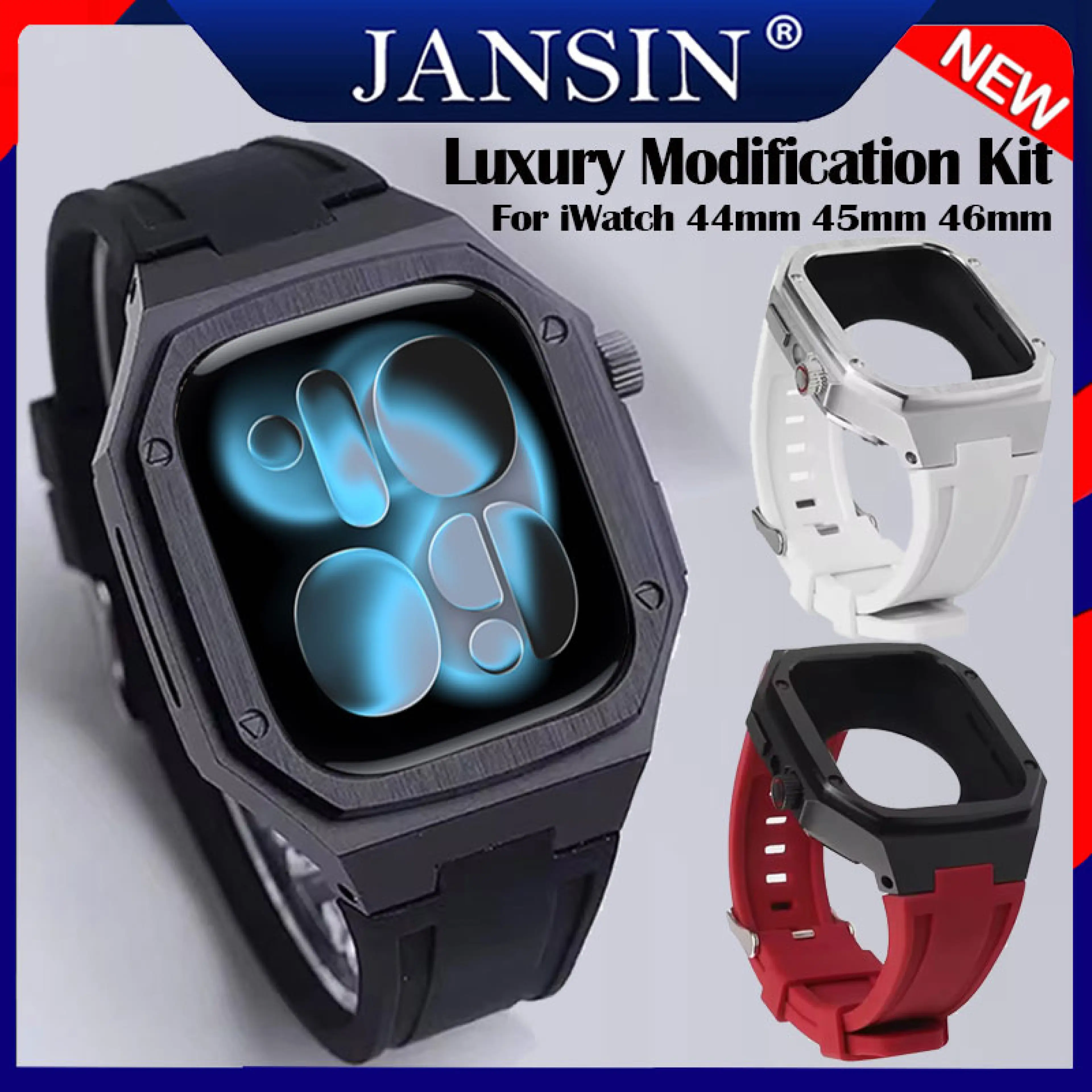 Rubber Strap, Watch Strap for Apple Watch 11 10 46mm, Strap + Modification Kit, Case for iWatch Series 11 10 Smart Watch