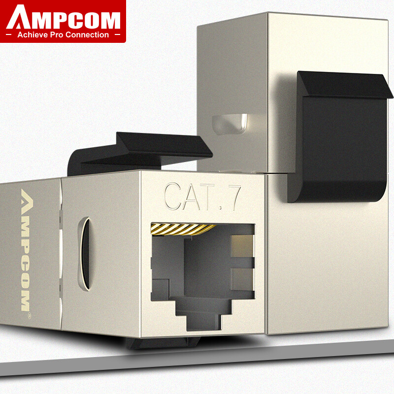 Ampcom giắc nối keystone cat7, bộ ghép nối nội tuyến rj45 cat7 giắc cắm keystone, bộ ghép nối mô-đun keystone thẳng rj45 có vỏ bọc cho tấm tường 5/10 gói