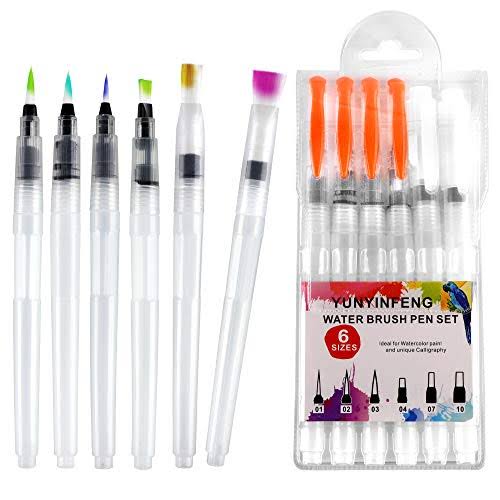 Water Color Brush Pen Set: Ohuhu Set of 6 Watercolor Paint Brushes for ...