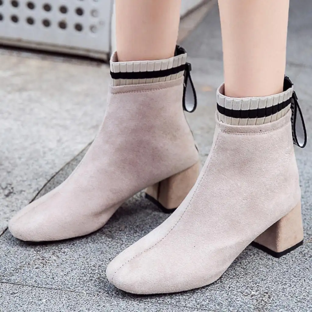 solid round toe heeled boots