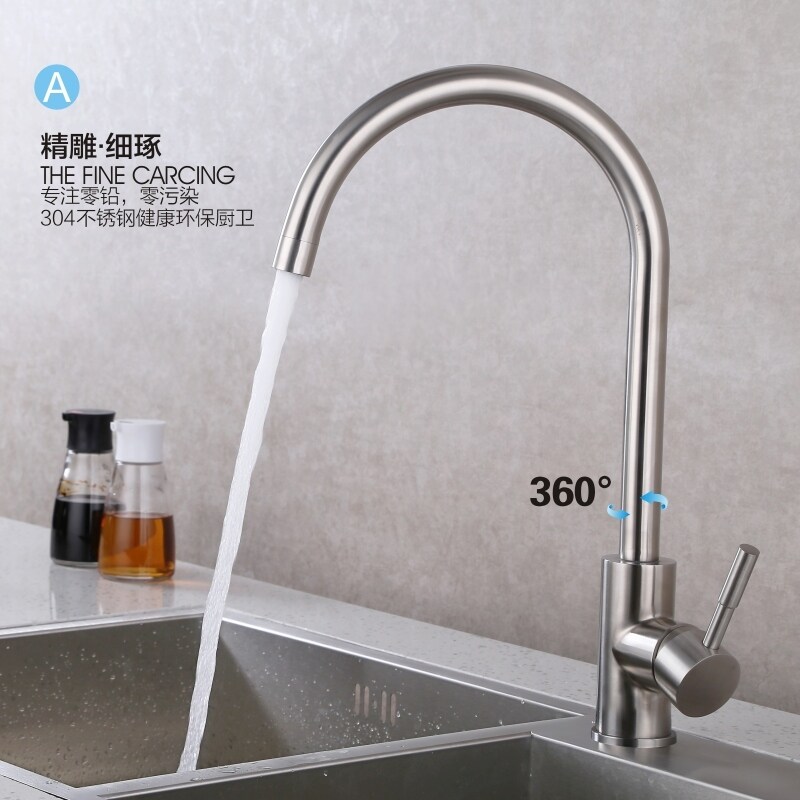 Gambar Germany lead free stainless steel kitchen xiancai basins sink sink of hot and cold water tap can rotate 304 home