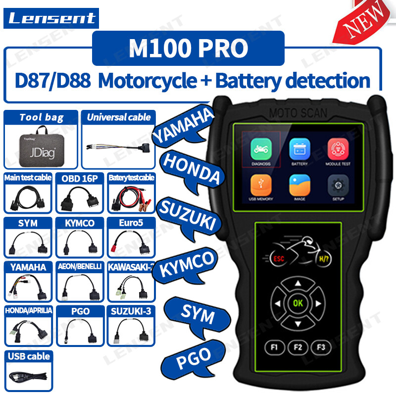 Lensent Jdiag M100 Pro [YAMAHA & HONDA & EURO5 & SUZUKI & KAWASAKI & Other CABLE] Moto Scanner D87 D88 CO Idle Speed Adjustment ABS Diagnostic Test TPS Computer EFI OBD2 OBD CABLE Scan Tools ราคา 7,910 บาท*ส่งฟรี