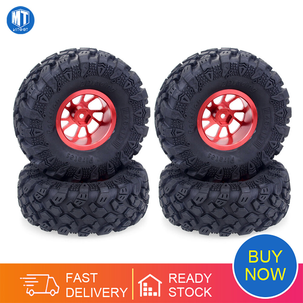 4Pcs 1.9 inch Rubber Tires & Metal Wheel Rim for 1 10 RC Rock Crawler