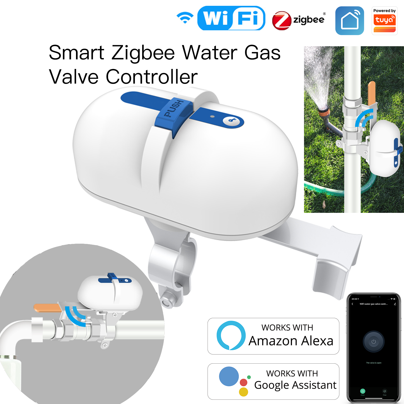 Boio tuya bộ điều khiển van tự động ngắt đường ống dẫn khí nước wifi/zigbee thông minh điều khiển từ xa ứng dụng cuộc sống thông minh với alexa g oogle home