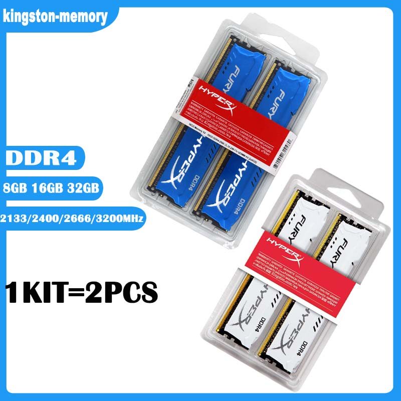 2x8GB 2x16GB KIT DDR4 32GB 8GB 4GB 3200MHz 2666MHz 2400MHz 2133MHz Desktop  RAM HyperX FURY Memory DIMM 288-pin Desktop Inter&AMD Memory