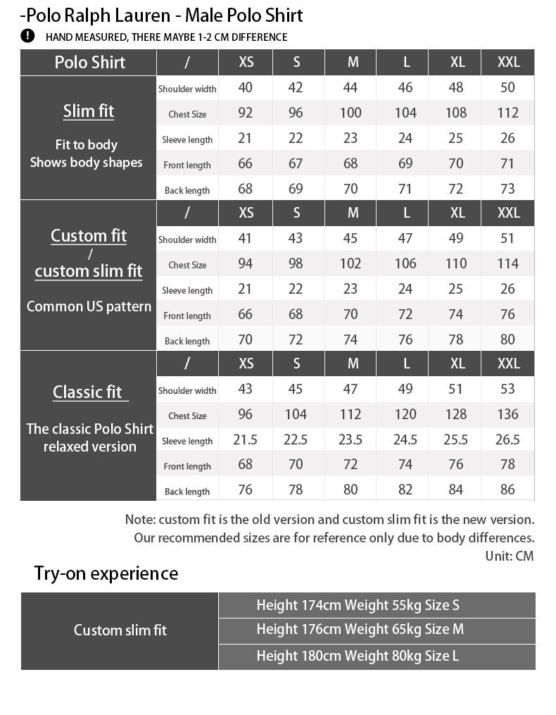 Ralph Lauren Custom Fit Shirt Size Chart Slim Fit Ralph Lauren - Main Image