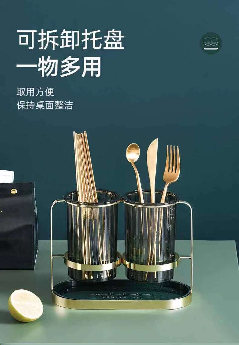 Gambar [Jc Mall] Chopsticks Storage Holder with Drain Pot   Kitchen multi function Utensils Holder   Storage Rack Kitchen