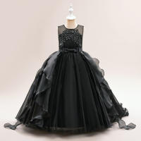 MQATZ Flower Girls Dresses Kids Princess Clothes Floral Long Party Sleeveless Party Wedding Bridesmaid Birthday Costume For 4-14 Years ALP-0010