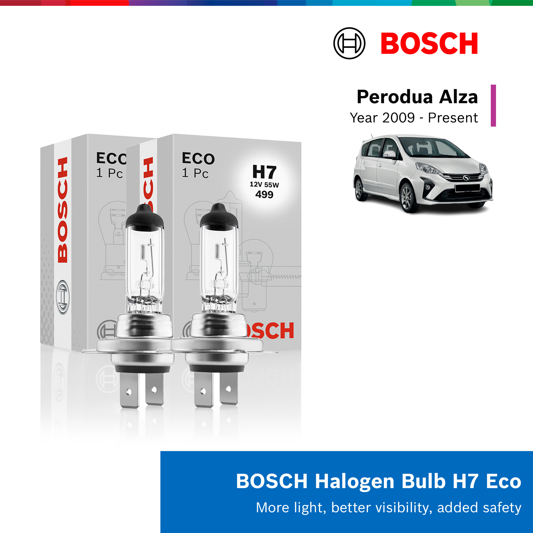 Bosch H7 Halogen Headlight Bulb (55w) set of 2 for Proton Persona