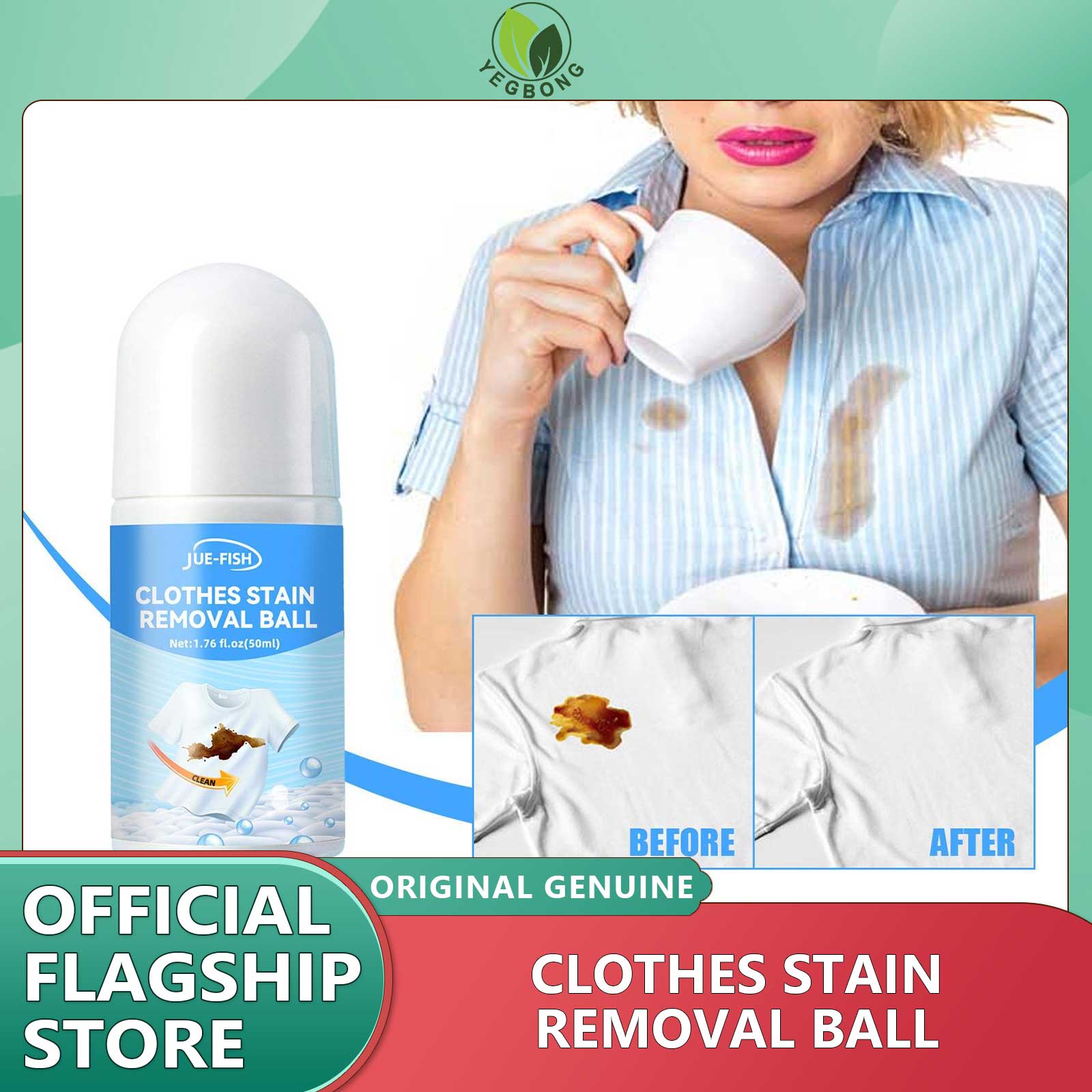 [Yegbong Portable clothes Stain Removal Ball Cleaning Brush Scrubbing Cleaning Pen Stain Remover 50ml Portable Water-free Cleaning Stain Remover Pen Laundy Clothes Stain Removal Ball Cleaning Stick for Home Office,Jue-Fish Portable clothes Stain Removal B ราคา 141 บาท*ส่งฟรี