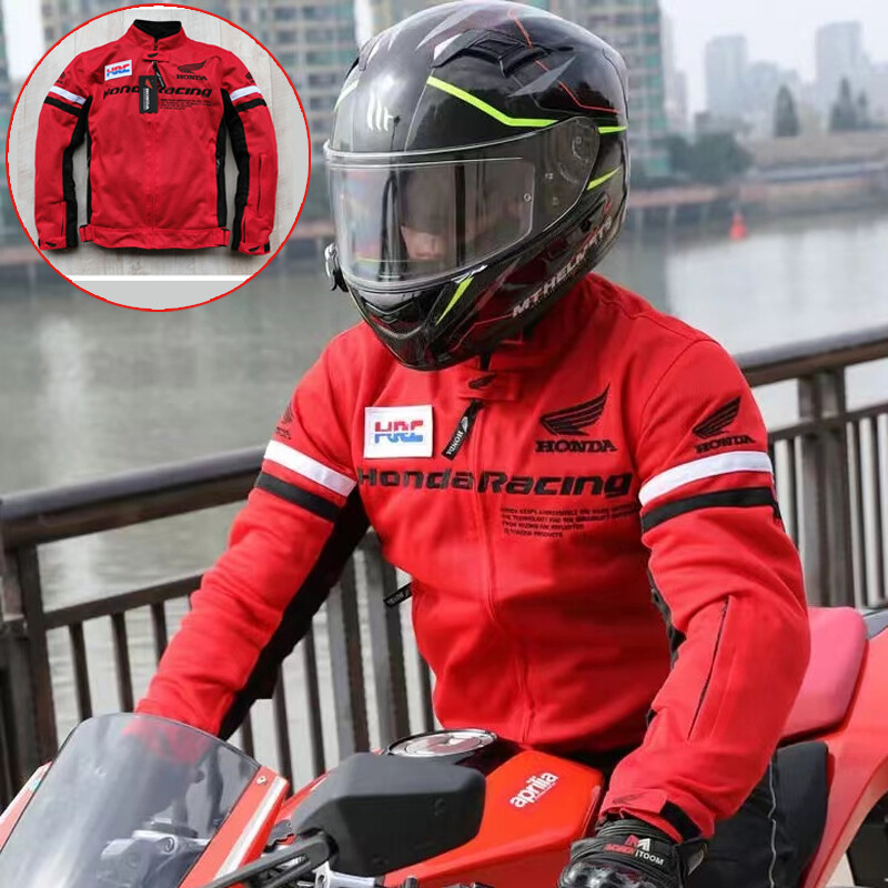 Honda Áo Khoác Đua Xe An Toàn Lưới Bảo Vệ Thân Cho Mùa Hè Đỏ Đen Trắng