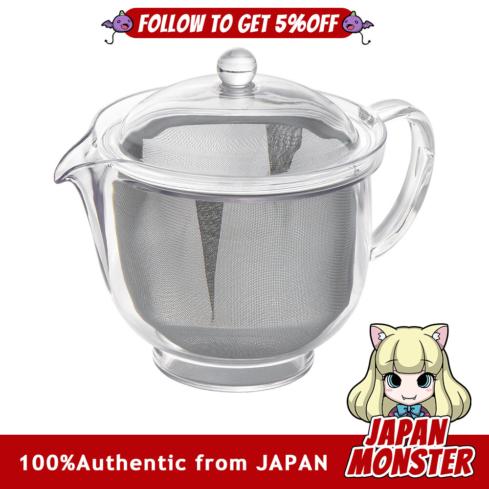 Akebono Sangyo Lightweight and Unbreakable Teapot 480ml Tritan Resin Clear Teapot Stainless Mesh L Size Made in Japan TW 3722 Japan