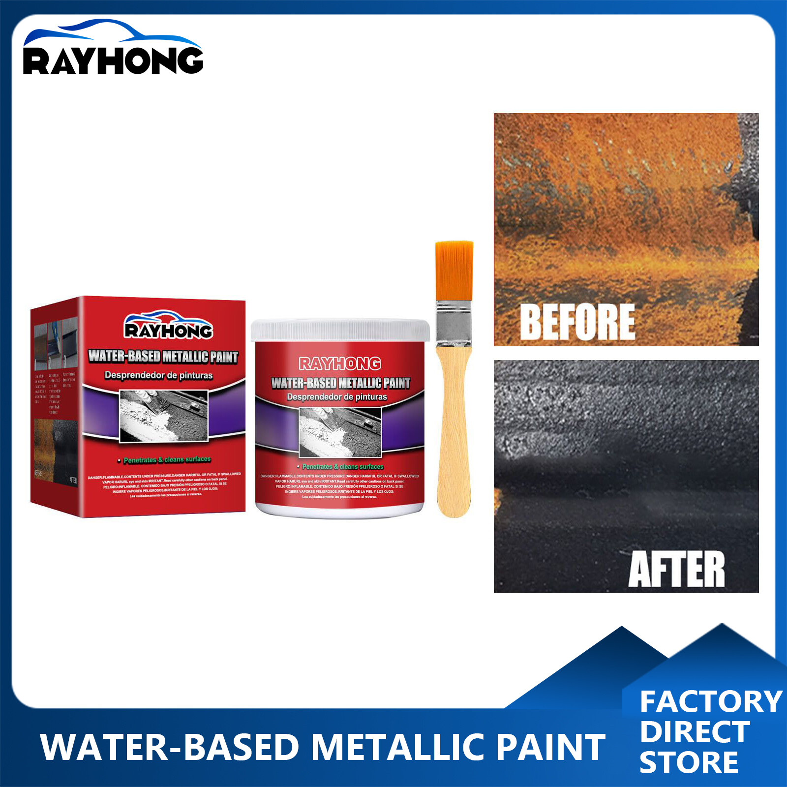 Rayhong Car Chassis Derusting Gel Metallic Paint 100ML Water-Based Metal Rust Remover Universal Rust Converter Gel 100ml With Brush Metal Renovation Rust Removal Of Loose Bolts Water-Based Primer Rust Conversion Agent ราคา 162 บาท*ส่งฟรี