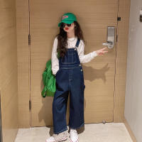 Rolanko Kids Girls Casual Jumper Overalls with Pocket Children Bottoms Jeans Pants Suspender Trousers Clothing Daily Wear 5-14 Years Blue