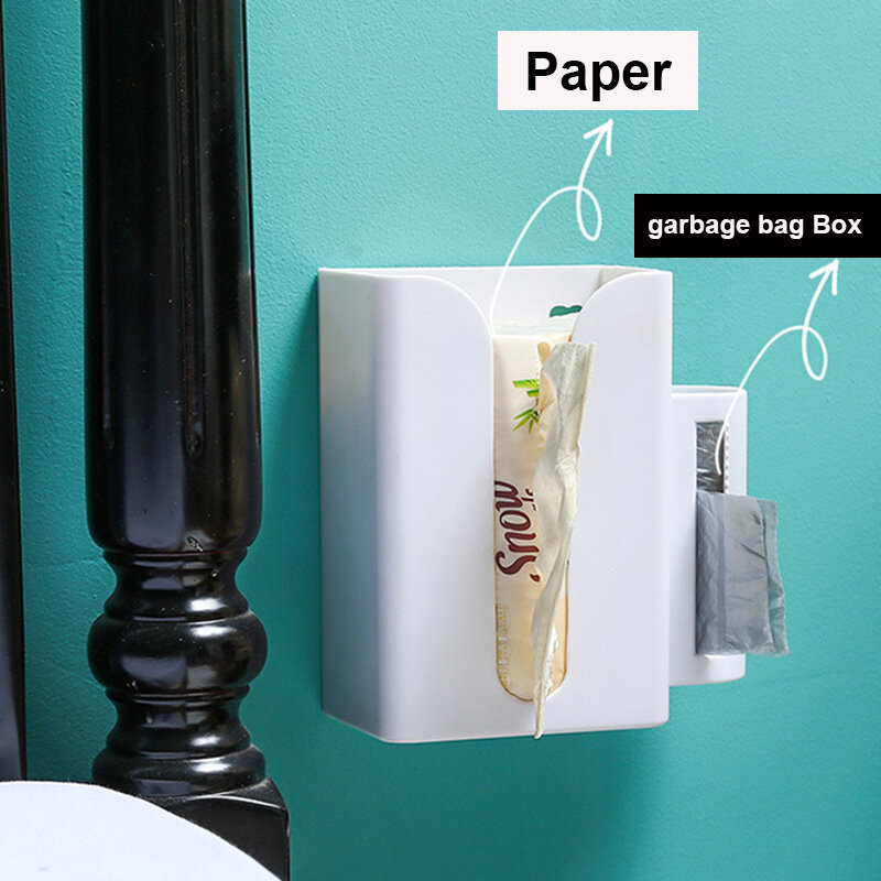 1PCs Nhà Bếp Tự Dính Không Có-Khoan Nước Nhà Vệ Sinh Mô Giữ Cuộn Giấy Tường Gắn Hộp Lưu Trữ Với Bìa Điện Thoại Khay Phòng Tắm Kệ Tự Dính Túi Rác Lưu Trữ Hộp Organiazer