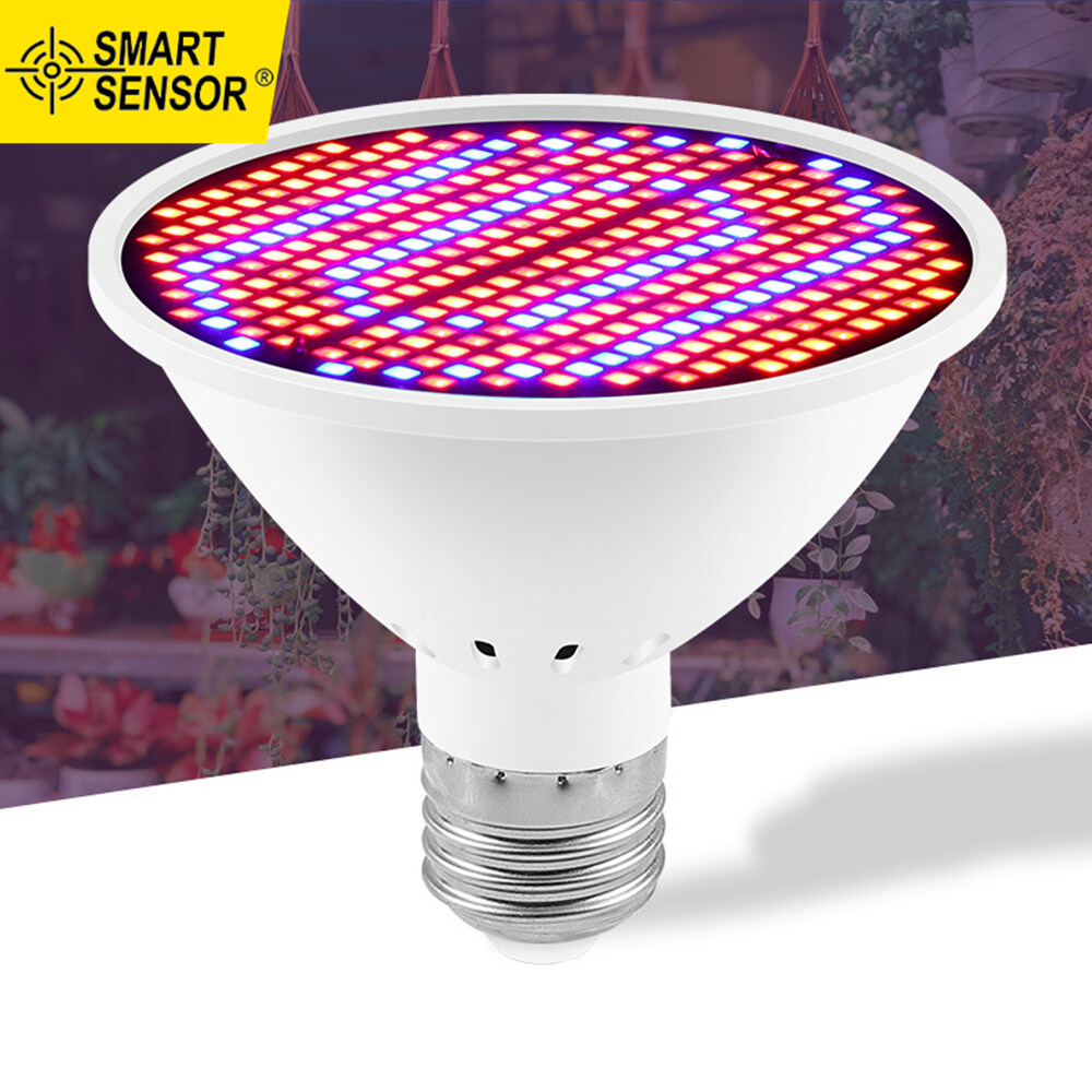 Smart Sensor Bóng Đèn LED Trồng Cây Trong Nhà Bóng Đèn 300 LED Quang Phổ Màu Đỏ & Xanh Dương Đèn Trồng Cây E27 Cho Cây Giống Hoa Mọng Nước Rau Nhà Kính (85-265V)