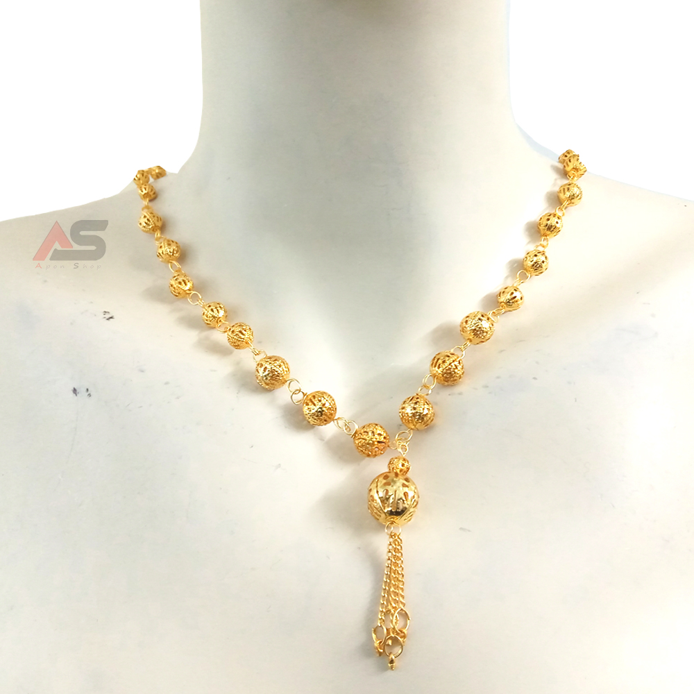 Long Ball Chain Mala Gold Plated 