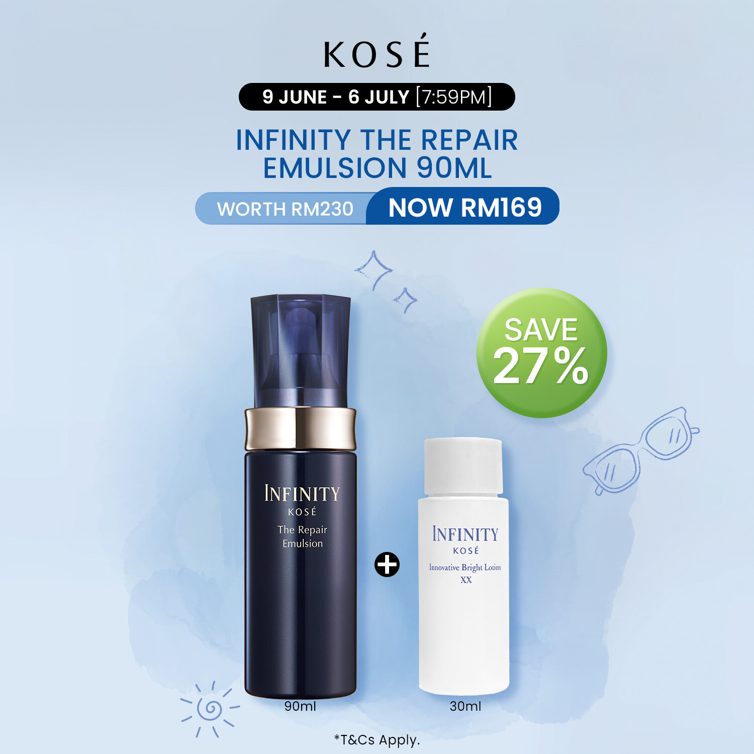 Kose Infinity The Repair Trial Kit Oil Control Moisturizing Set