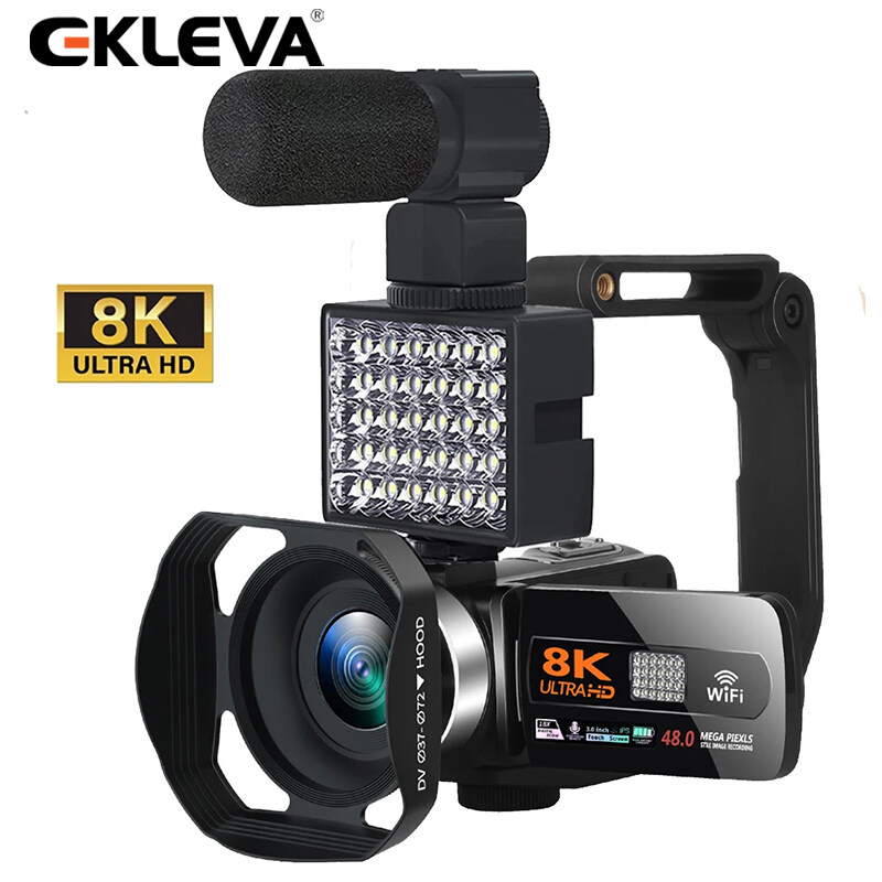 EKLEVA Professional 48MP WIFI Digital Video Camera HDR 8K Camcord 7680*4320P For Live Streaming Vlog Recorder 18X Time-Lapse Webcam Stabilizer Camcorder