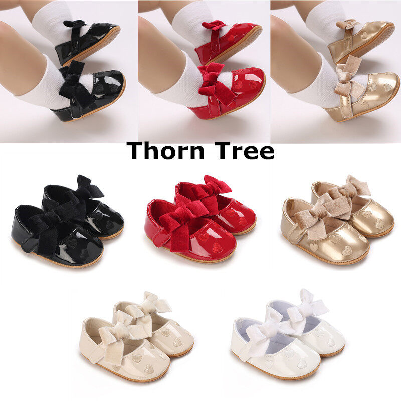 Baby Girls Cute Bowknot Soft Sole PU Leather Flats Shoes First Walkers Non