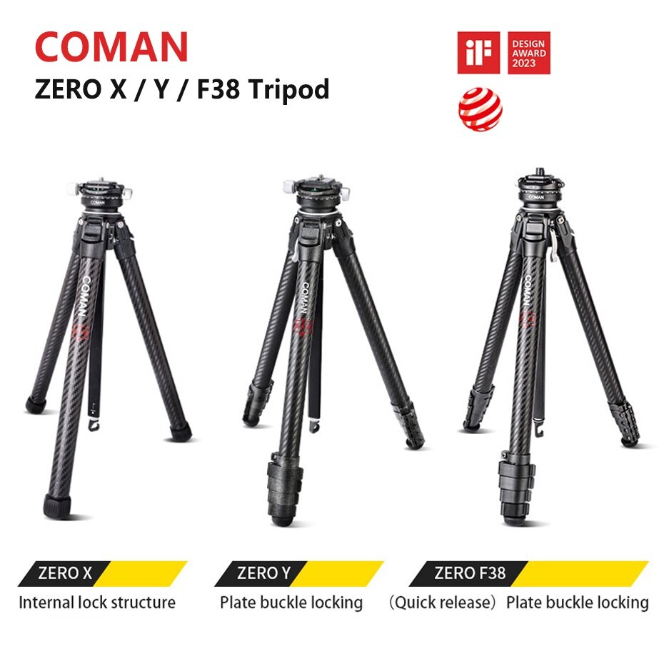 Coman Zero X Zero Y Zero 38 Lightweight Carbon Fiber Camera Tripod SLR Tripod Micro Single Gimbal Professional Camera Holder With Extend 1/4 Screw 360 Adjustable With Ballhead Tripod Head ราคา 9,275 บาท*ส่งฟรี