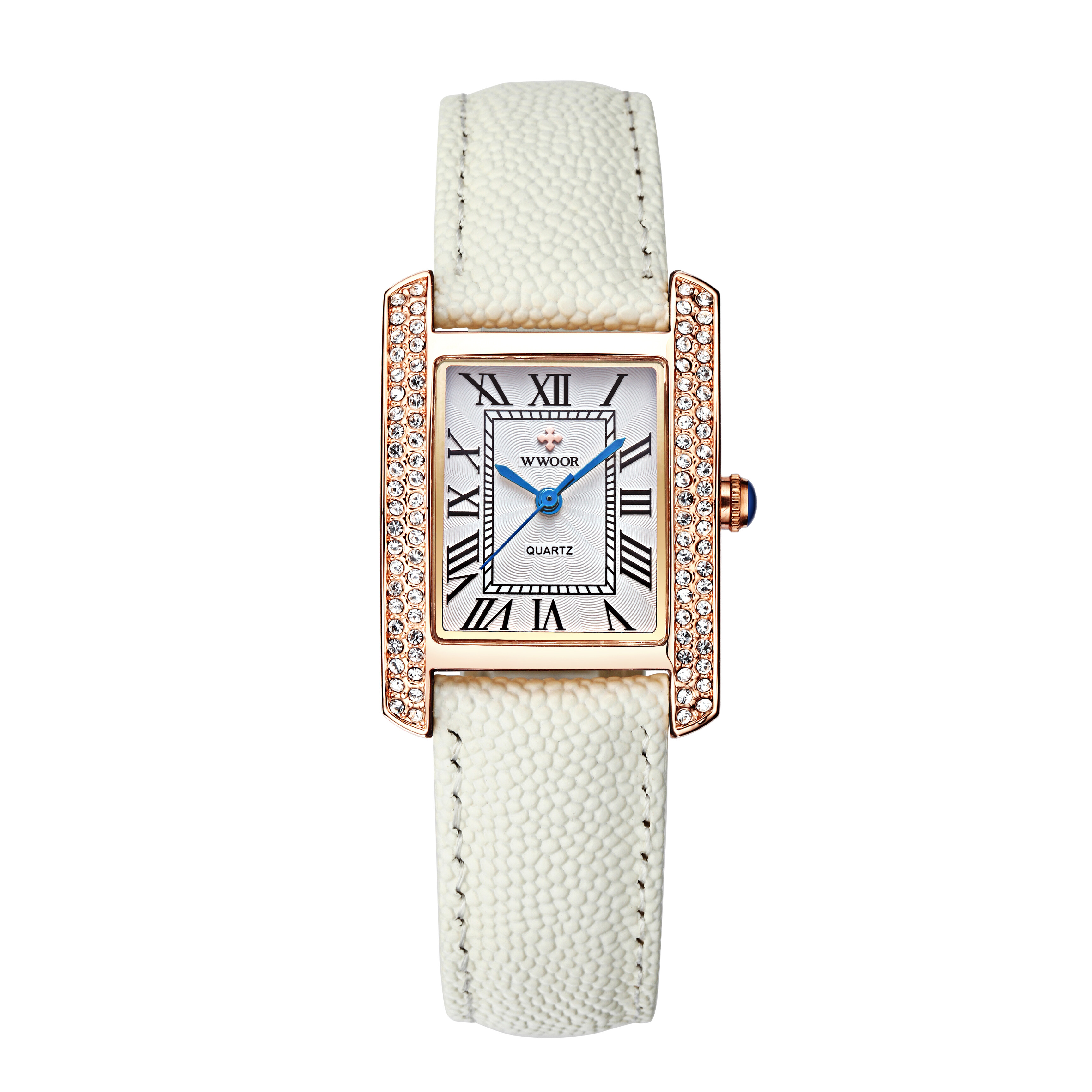 WWOOR Đồng hồ nữ phong cách Anh, Đồng hồ thạch anh Đồng hồ nữ chống nước, Đồng hồ làm việc đường kính nhỏ Dây đeo kim cương cá tính-8806