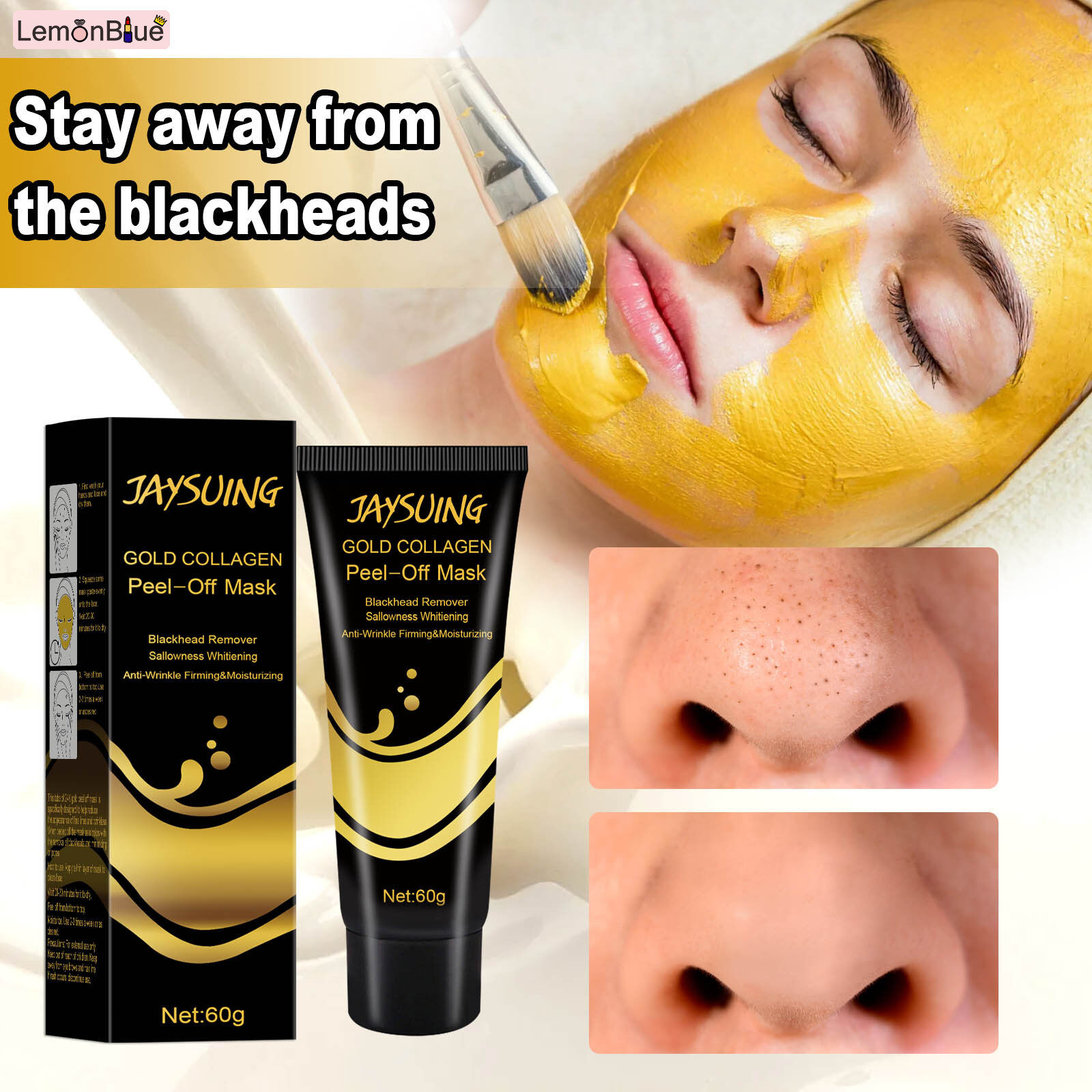 Gambar LemonBlue Blackheads Removal Masque Oil Control Tear Off Masque Deep Pore Cleansing Oil Control Deep Pore Cleansing Blackhead Treatment Tear Off Masque Face Care Supplies Blackheads Removal Masque