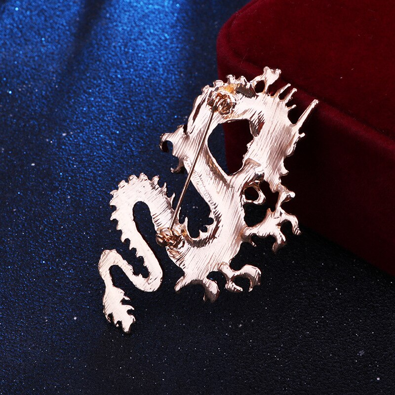 Dragon Brooch Pin - Vintage Zodiac Dragon Totem Rhinestone Lapel Pin For Women Men - View #2