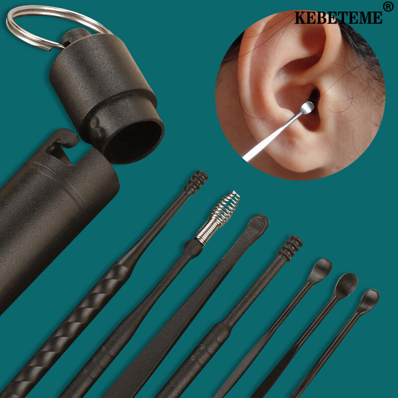 Kebeteme 7 chiếc thìa Máy vệ sinh tai mềm hái tai chuyên nghiệp cây lấy ráy tai xông Tai dụng cụ vệ sinh