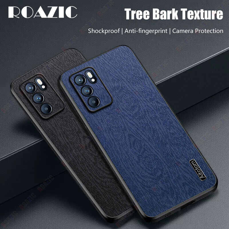 ROAZIC Tree Bark Case For OPPO Reno 6 5G Phone Casing Luxury Matte Stripes