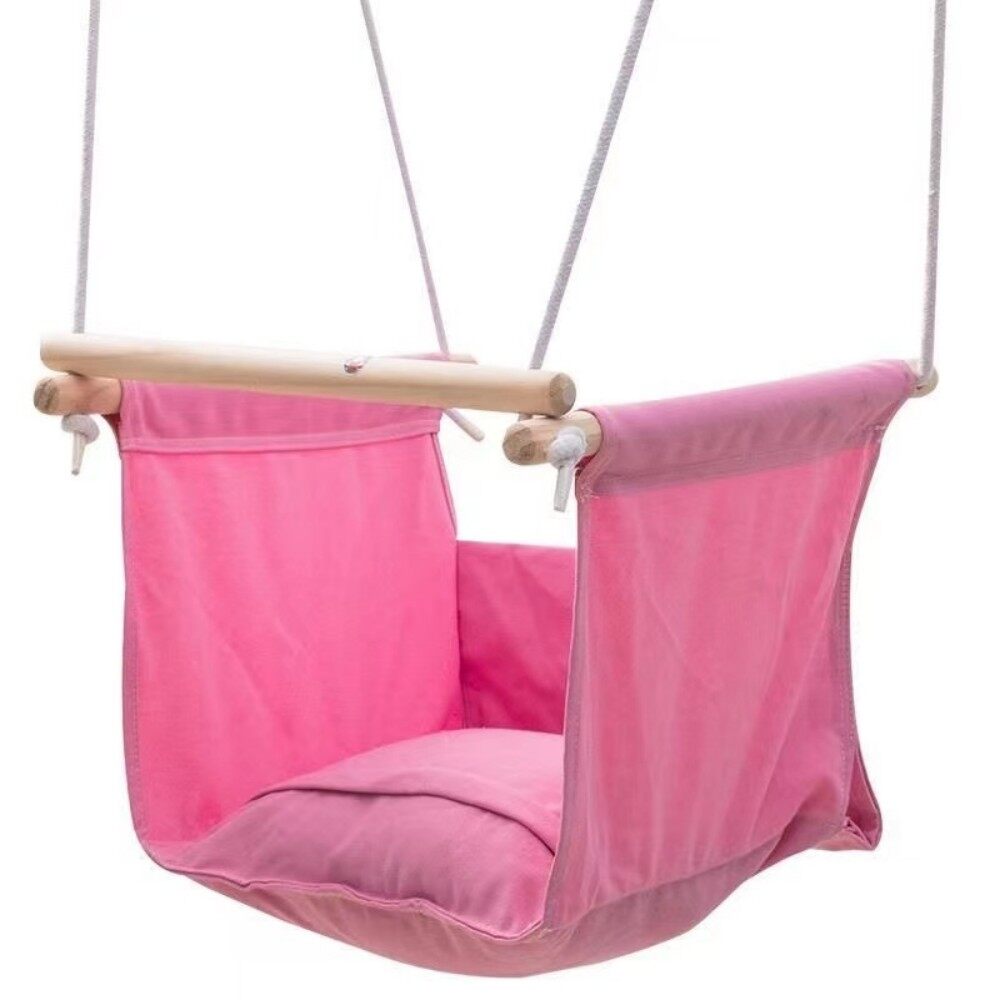 Ghế xích đu trẻ em hàn quốc ghế treo trong nhà ghế xích đu sân vườn ngoài trời bằng vải cotton và lanh và gỗ cao cấp cho trẻ em gia dụng giỏ treo trẻ em