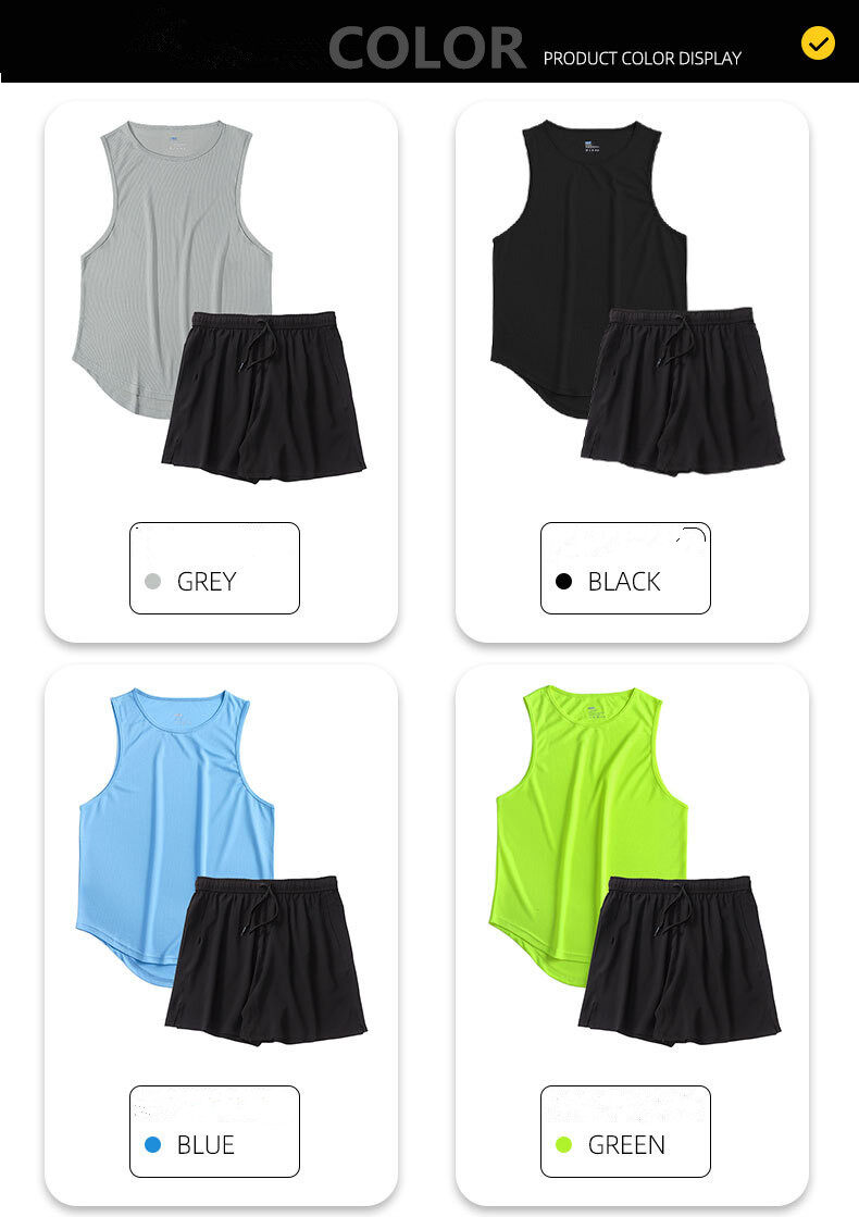 Sportbekleidung Outdoor Marathon Running Fiess Weste Shorts Set für Herren_voghion.com