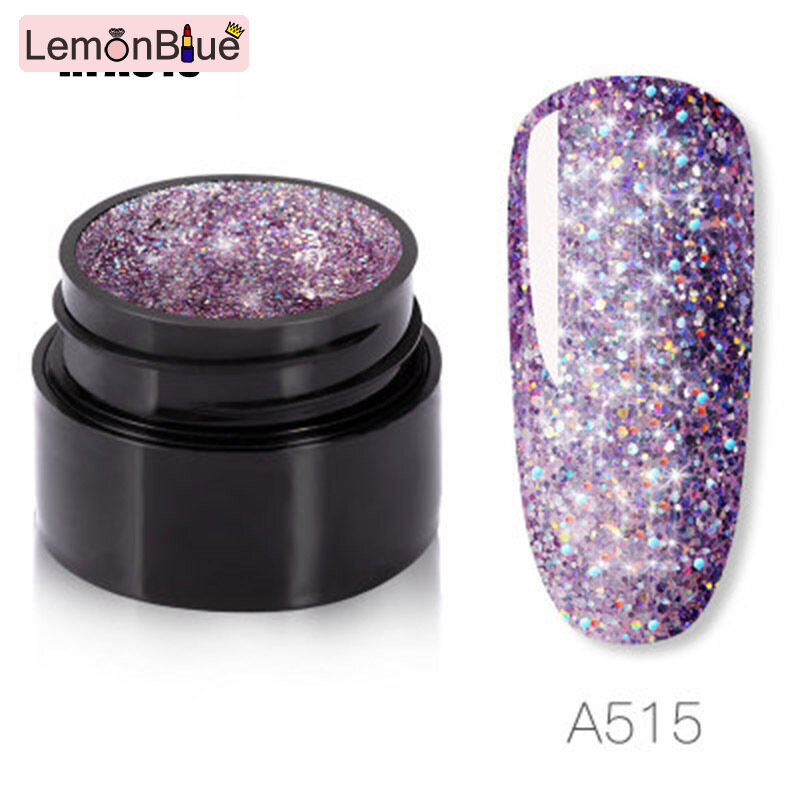 Gambar LemonBlue Sparkling Rainbow Gel Nail Polish Soak off UV LED Glitter Manicure Nail Art Gel Fashionable Beautiful Sparkling Glitter Rainbow Color Nail Manicure Gel Nail Polish