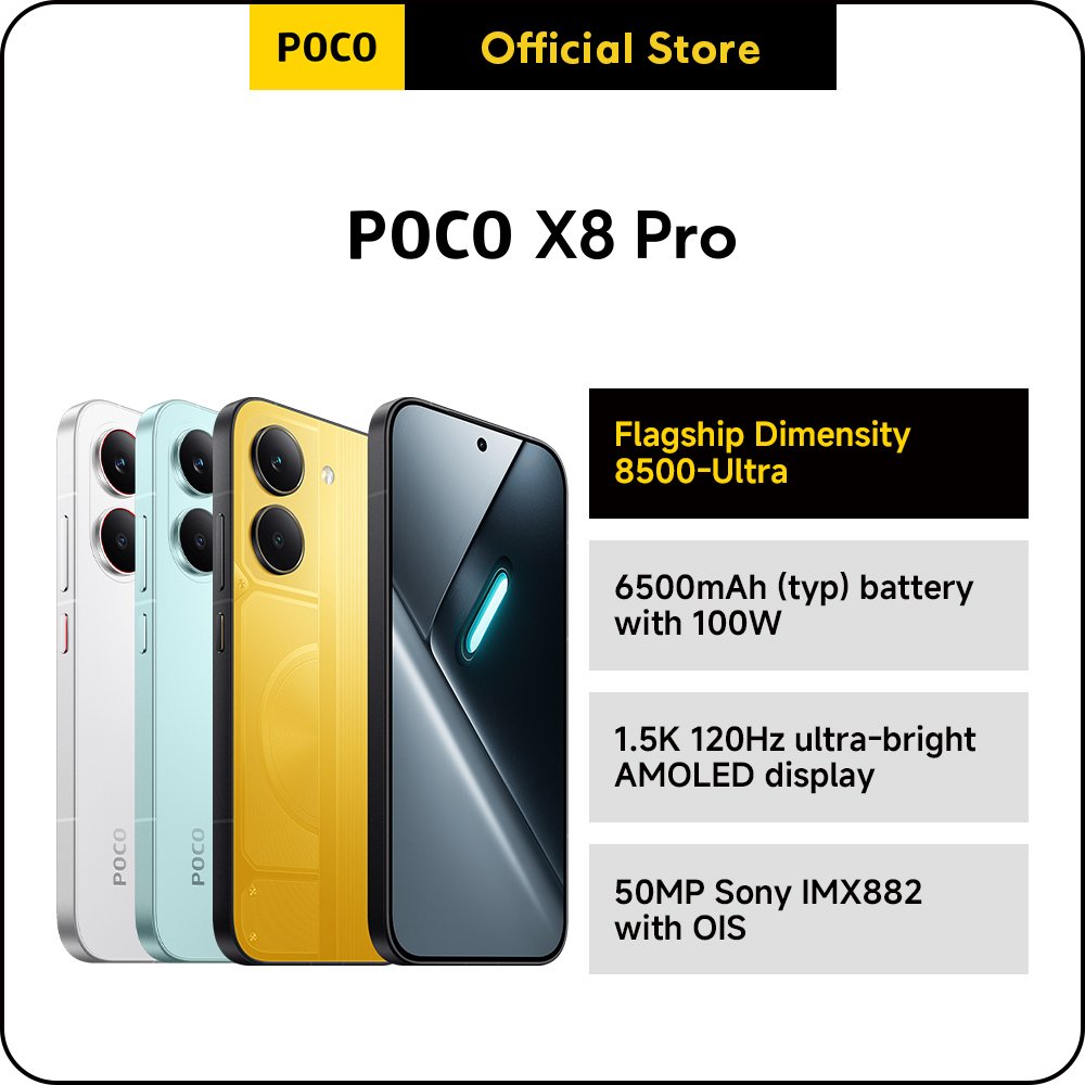 [NEW] POCO X8 Pro | Flagship Dimensity 8500-Ultra,6500mAh (typ) battery with 100W HyperCharge,1.5K 120Hz ultra-bright AMOLED display