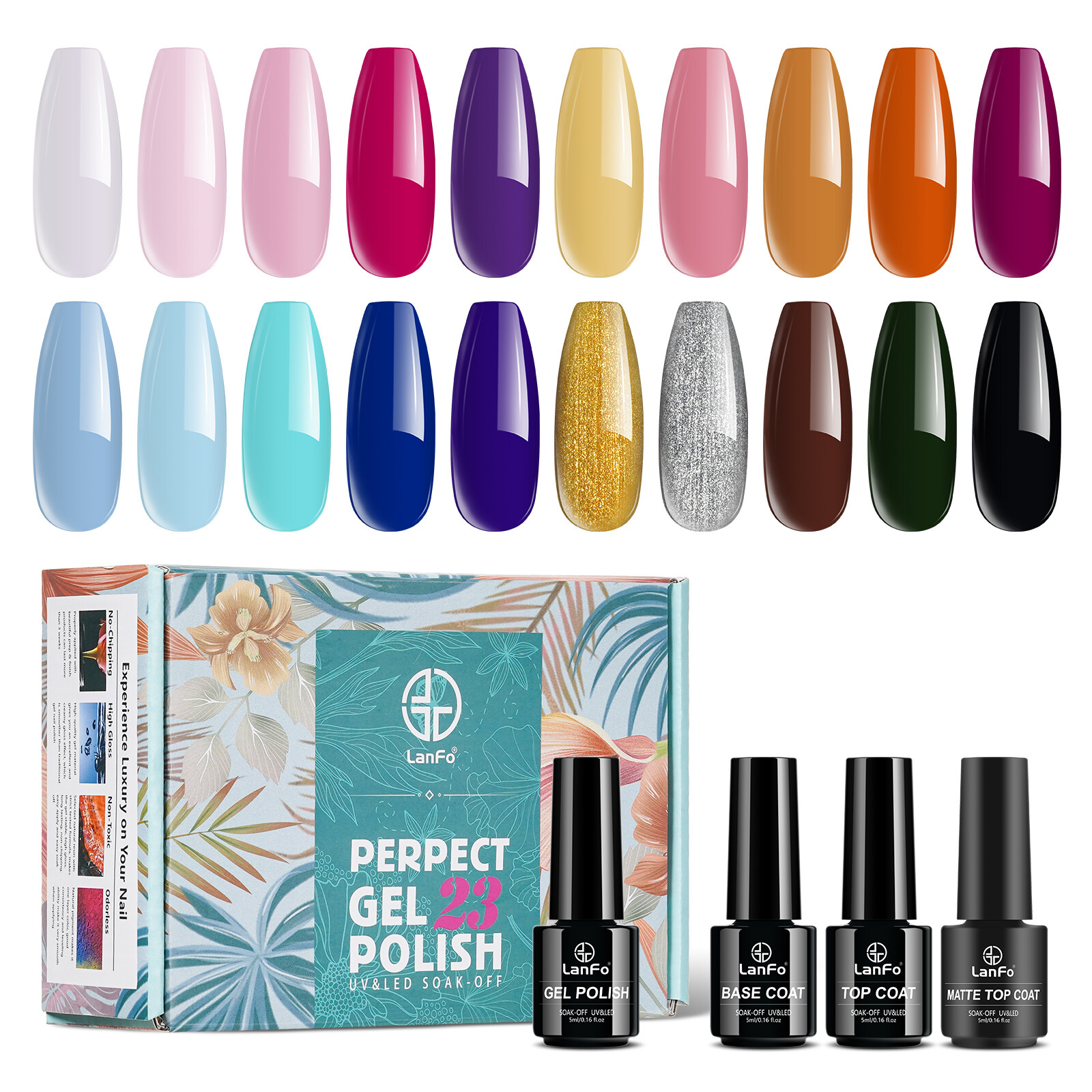 Gambar LanFo Metallic Nail Polish Magic Mirror Effect Chrome Nail Art Polish Varnish