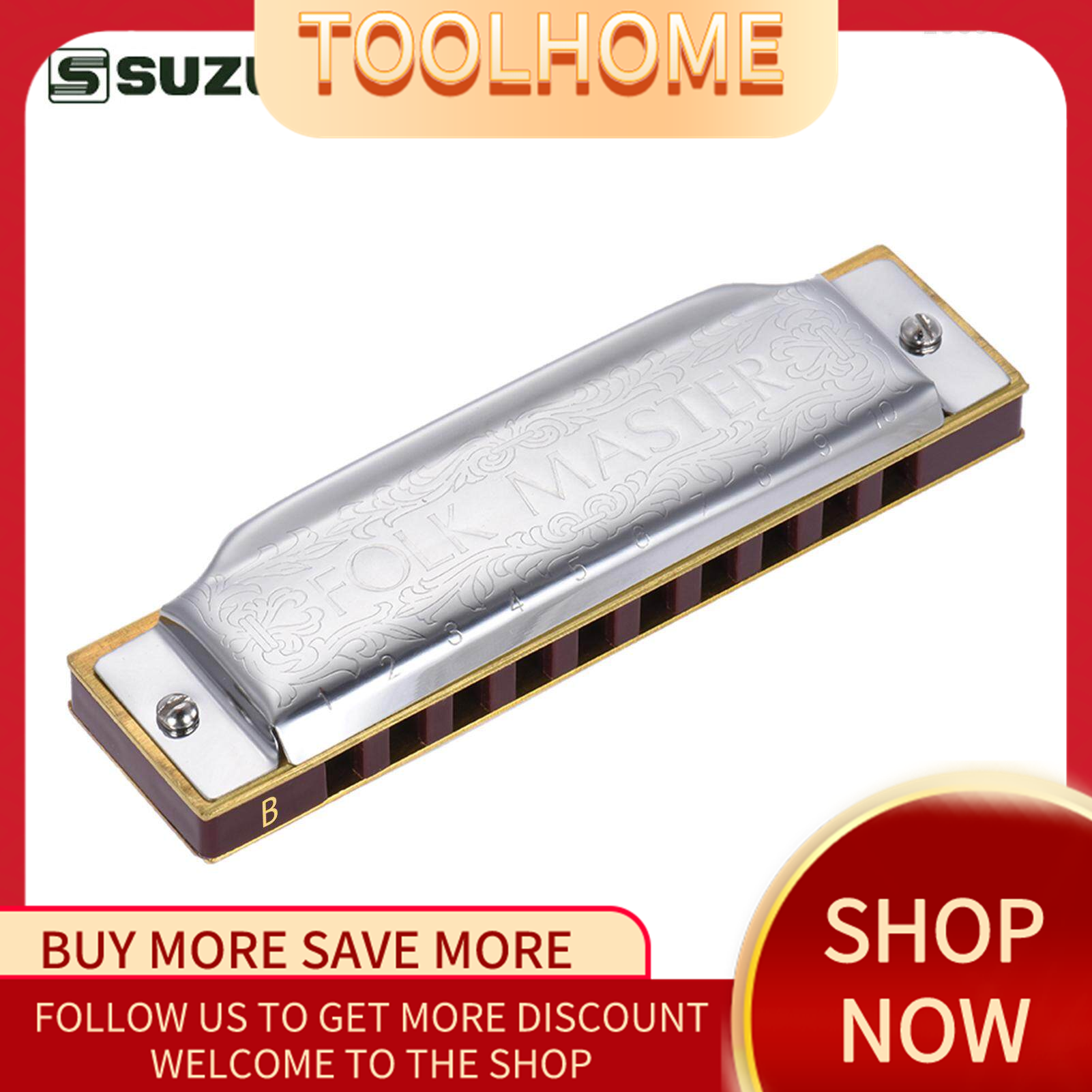 Suzuki 1072-F Folkmaster Tiêu Chuẩn 10-Lỗ Kèn harmonica diatonic Key của 20 Tone Cho Người Mới Bắt Đầu Học Sinh