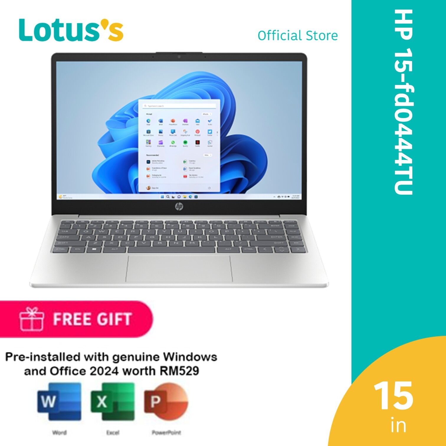 HP 15-fd0444TU FHD Laptop Moonlight Blue (i5-1334U,8GB,512GB,15.6",W11,H&amp;S+M365)