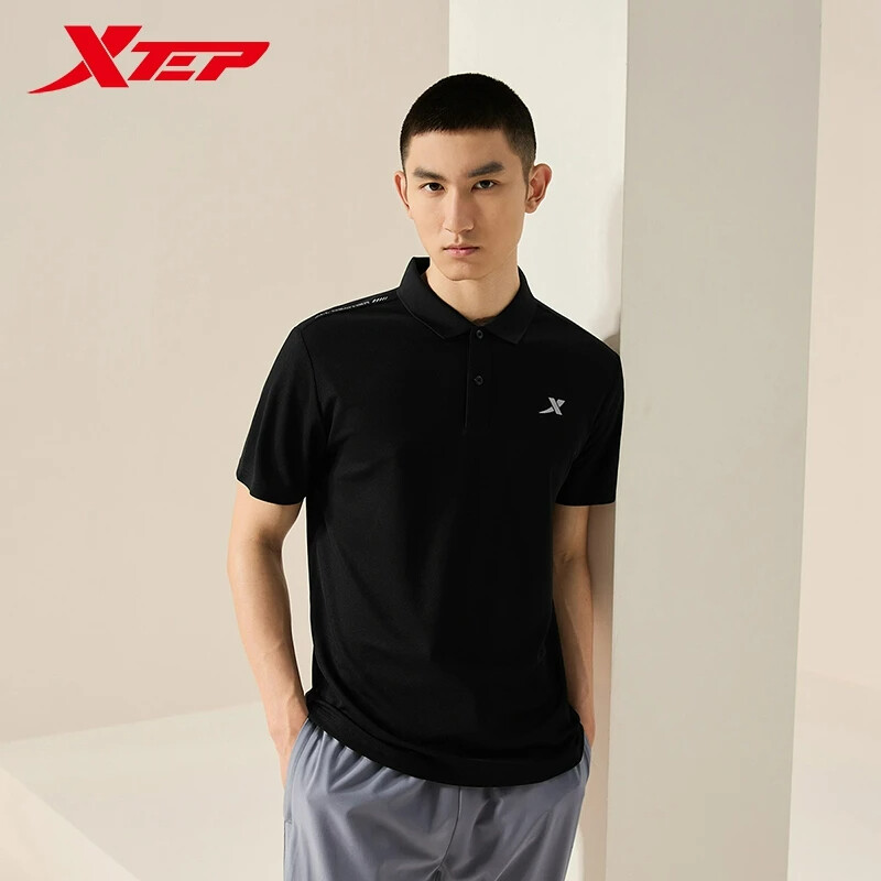 Xtep Men's Polo Shirt Breathable Solid Color Outdoor Sports Short Sleeves 876229020118
