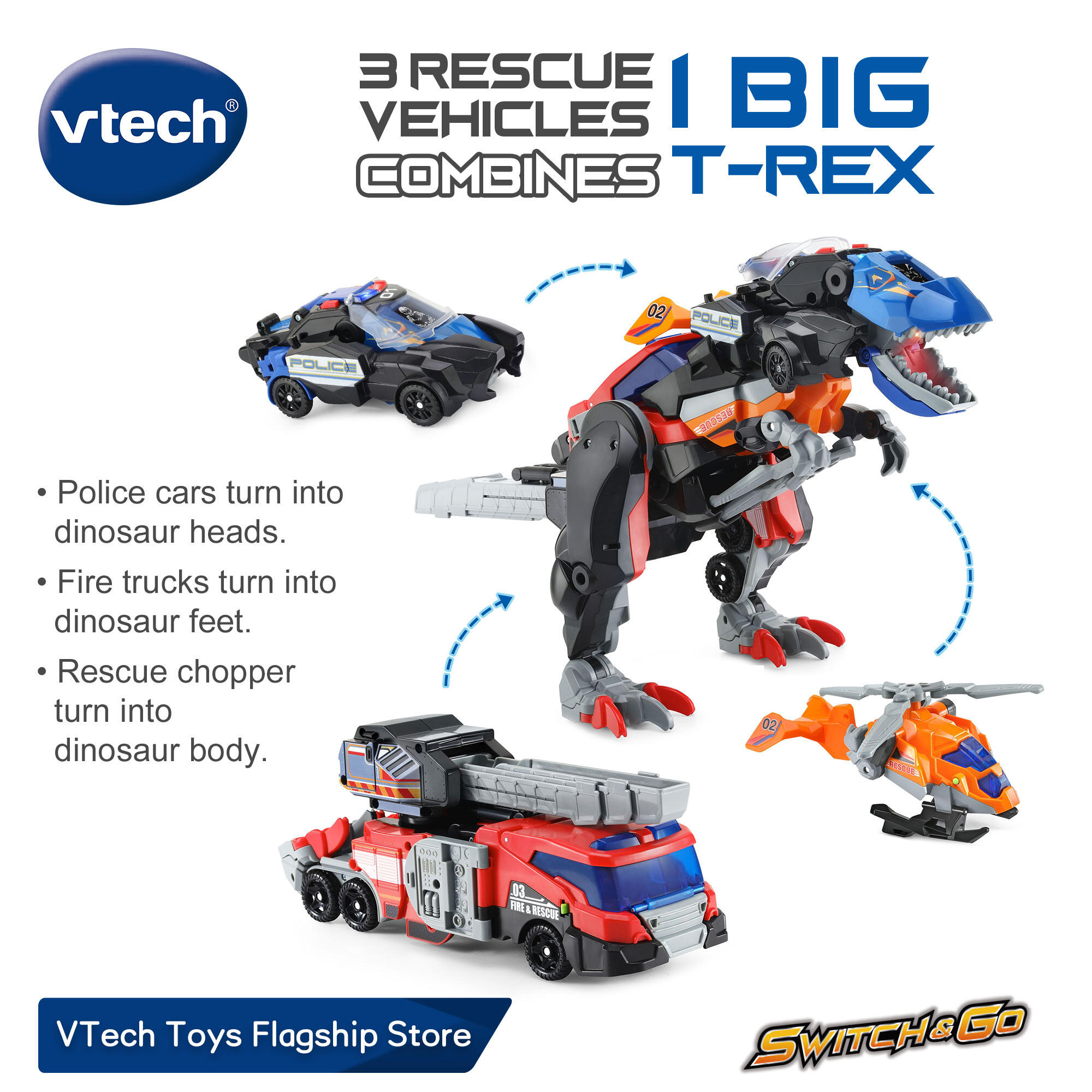 VTech Switch and Go Dino in Rescue T-Rex Combination