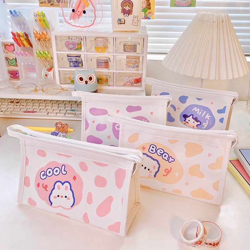 Túi đựng bút chì sữa hoạt hình dễ thương hộp đựng bút chì sức chứa lớn chống nước