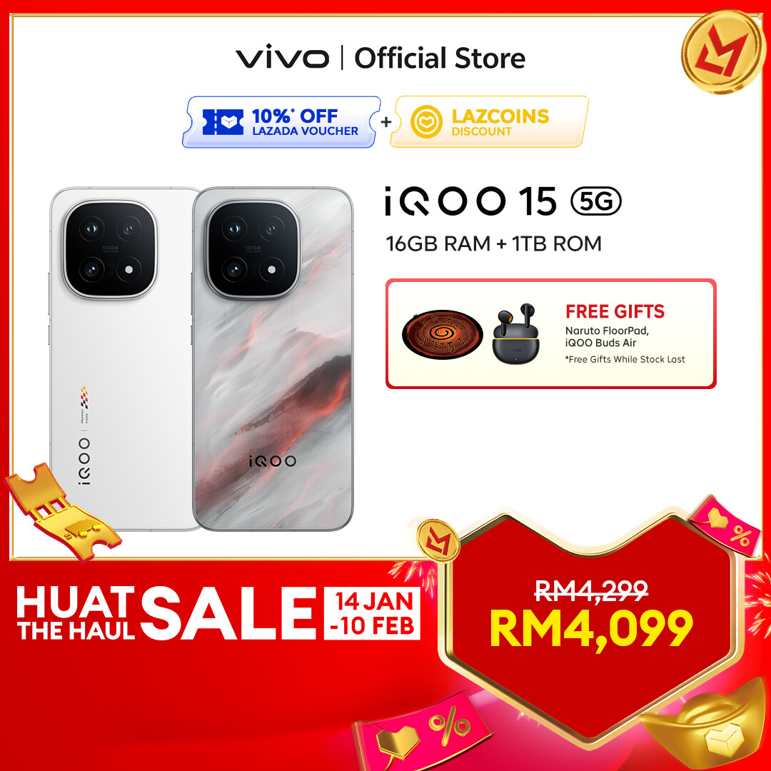 【Lowest Price Today】iQOO 15 5G Online Exclusive | 32*(16+16)GB RAM+1TB ROM | Snapdragon® 8 Elite Gen 5 + Supercomputing Chip Q3 | 2k M14 Lead Amoled Display | Ultra Large 8k VC Colling System | 7000mAH+100w Flash Charge | IP68 & IP69 Dust Water Resistance Harga 4,761 Ringgit*Penghantaran Percuma