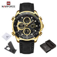 NAVIFORCE ผู้ชายนาฬิกาแบรนด์ยอดนิยมนาฬิกาลำลองจอแสดงผลคู่กันน้ำ Led เรืองแสงกีฬานาฬิกาสำหรับผู้ชาย NF9197
