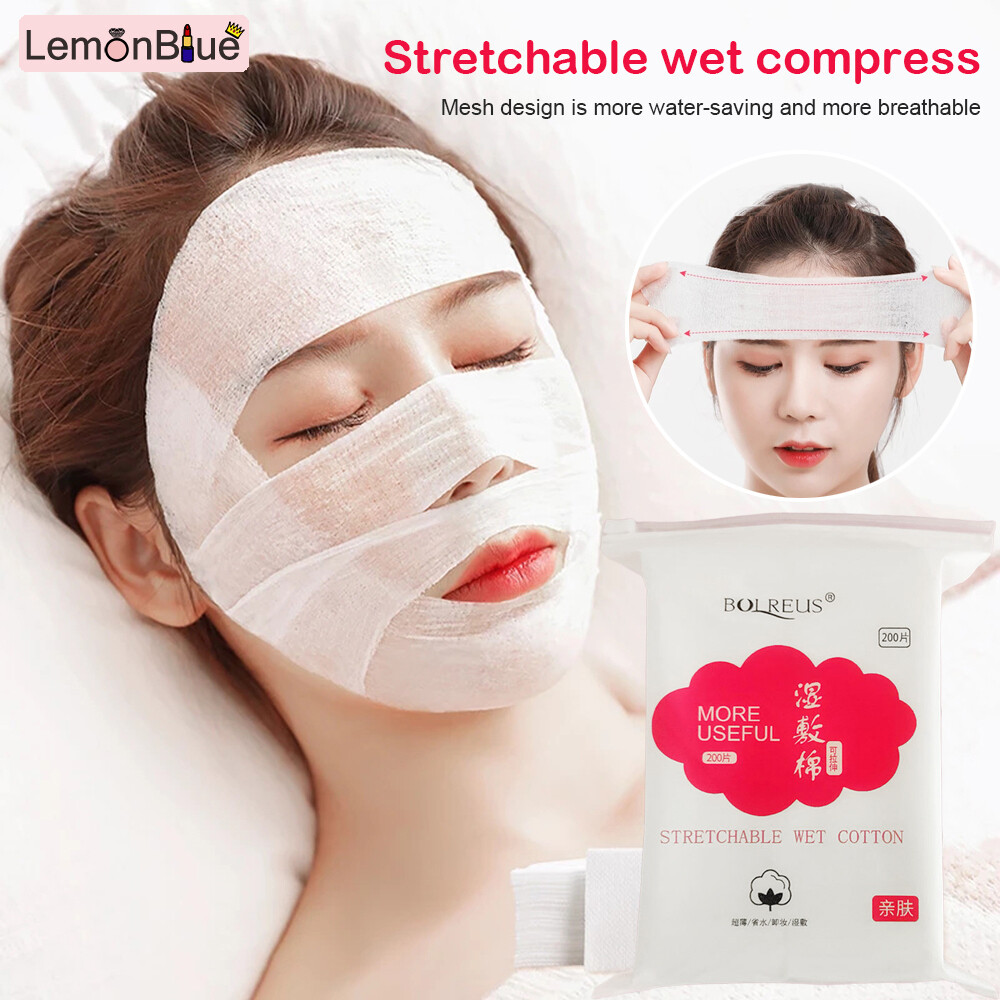 Gambar LemonBlue 200PCS Bag Disposable Stretchable Skin Wipes Makeup Remover Wipes Towel Face Toner Skin Cleansing Wipes Suitable All skin types Cotton Wipes Mild Facial Care Tools