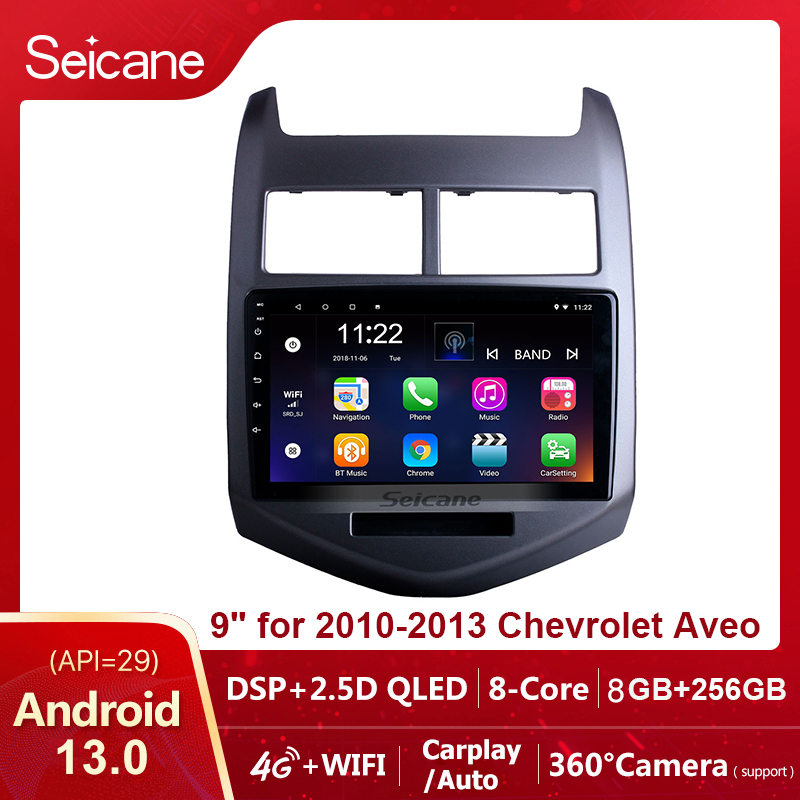 Seicane 9inch 2.5D IPS/QLED Touch Screen Android 13.0 Head Unit for 2010 2011 2012 2013 Chevrolet Aveo Sonic Auto 2din Car Radio Stereo GPS Navigation Support SWC Split Screen Netflix PlayStore Waze YouTube ราคา 4,700 บาท*ส่งฟรี
