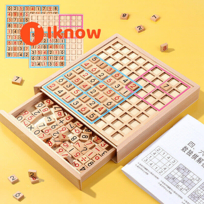 Trò chơi sudoku nine palace bằng gỗ bàn cờ giáo dục cho trẻ em tư duy logic của học sinh đồ chơi bàn cờ có câu hỏi